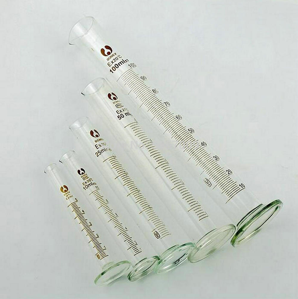 1set/pack (5ml, 10ml, 25ml, 50ml, 100ml) Laboratory Scaled Glass Measuring cylinder Measurement Container Lab Supplies