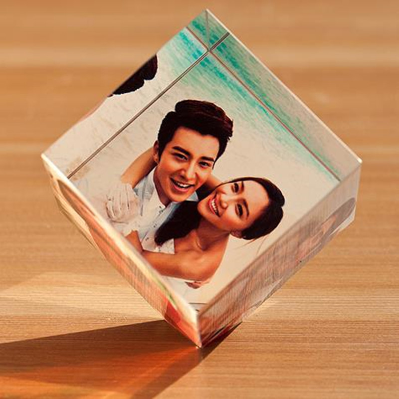 Personalized Crystal Picture Frame DIY Customized Printed Square Family Photo Frames Gifts for Wedding Anniversary