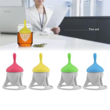Tea Infuser Strainer Silicone Gyro Filters Rotating Floating Function with Drip Holder for Drinking Coffee Tea Accessories