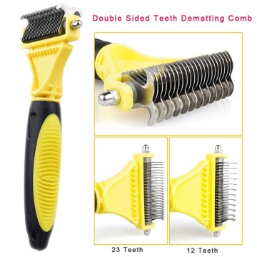 New Stainless Double-sided Pet Cat Dog Comb Brush Professional Large Dogs Open Knot Rake Knife Pet Grooming Products
