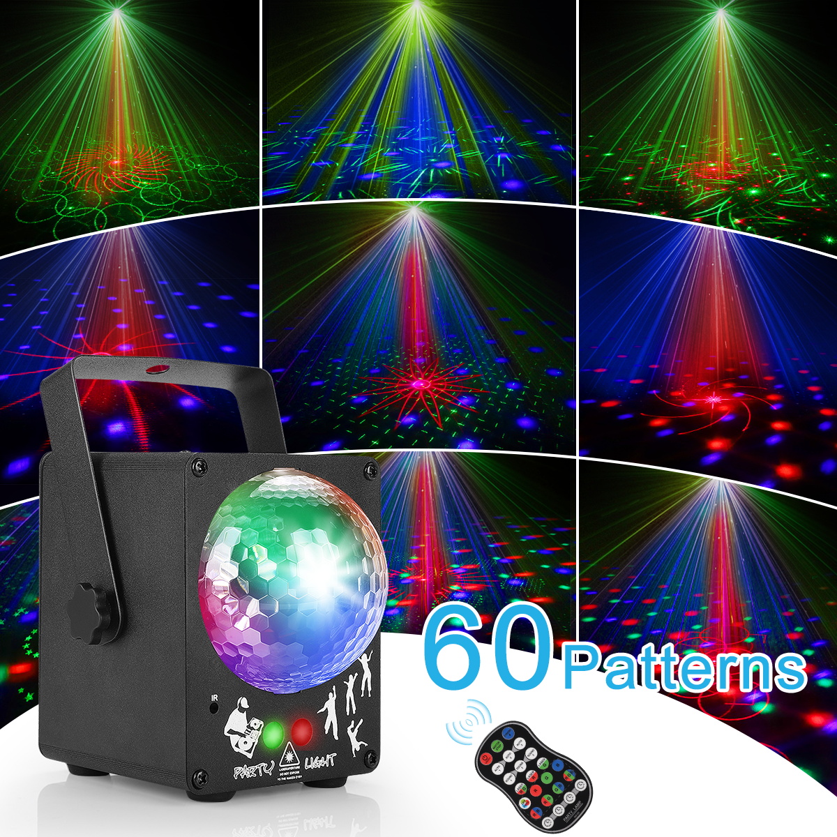 LED Disco Laser Light RGB Projector Party Lights 60 Patterns DJ Magic Ball Laser Party Holiday Christmas Stage Lighting Effect