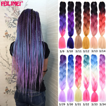 Feilimei Three/Two Tone Synthetic Ombre Jumbo Braiding Hair Extension 24