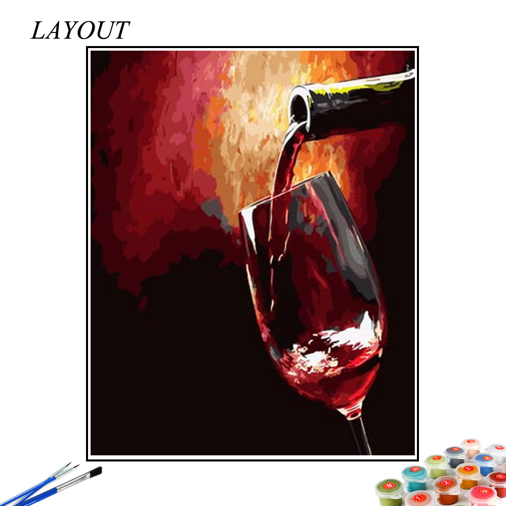 HUACAN Painting By Number Red Wine Glass Drawing On Canvas HandPainted Painting Art Gift DIY Pictures By Number Kits Home Decor
