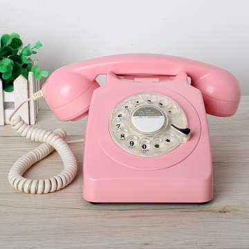 Corded Pink Telephones Classic Rotary Dial Home Office Phones Antique Vintage Phone of 1930s Old Fashion Telephones