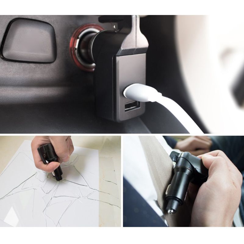 3 In 1 Car USB Emergency Tool Window Braker Seat Belt Cutter USB Chager Device 270E