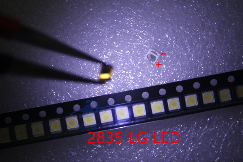 Free shipping LG 100pcs/lot 3528 2835 SMD LED 1W 350MA Cool White 100LM For TV LCD Backlight best quality.