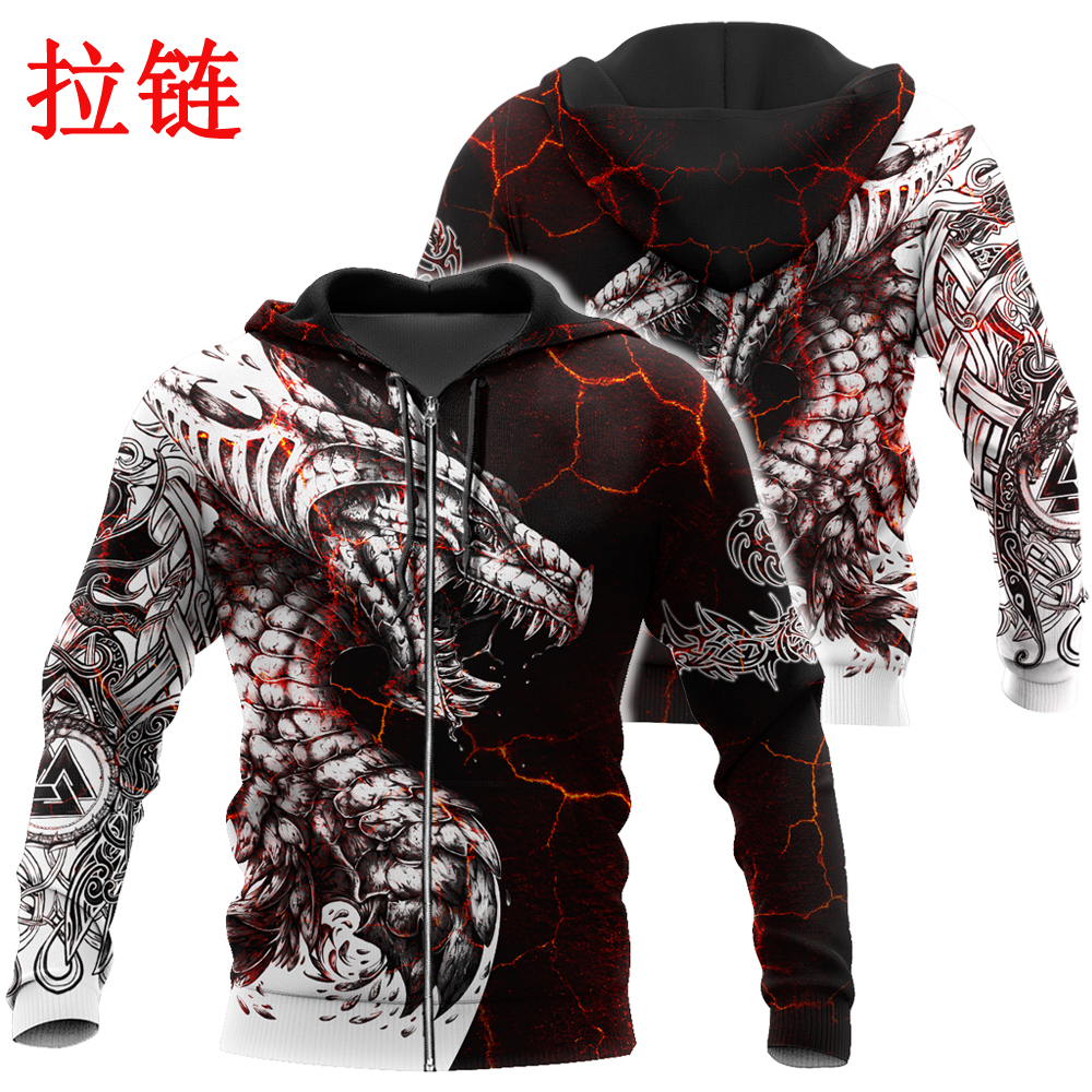 Black & White Tattoo Dragon 3D Printed Men Hoodies Sweatshirt Unisex Streetwear Zipper Pullover Casual Jacket Tracksuits KJ0192