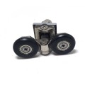 4Pcs 22/25mm Zinc Alloy Twin Bottom Top Shower Door Rollers Pulleys Wheels Runners Wear-resistant Wheels Feature Smooth