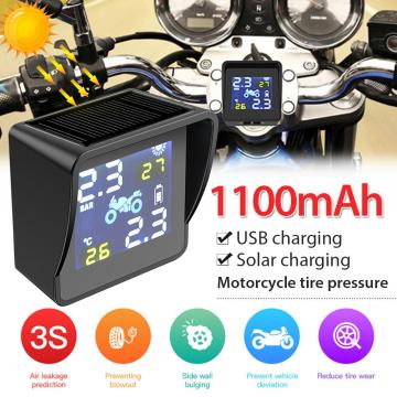 New Solar Wireless Tire Pressure Monitoring System Motorcycle TPMS Tire Pressure Monitor