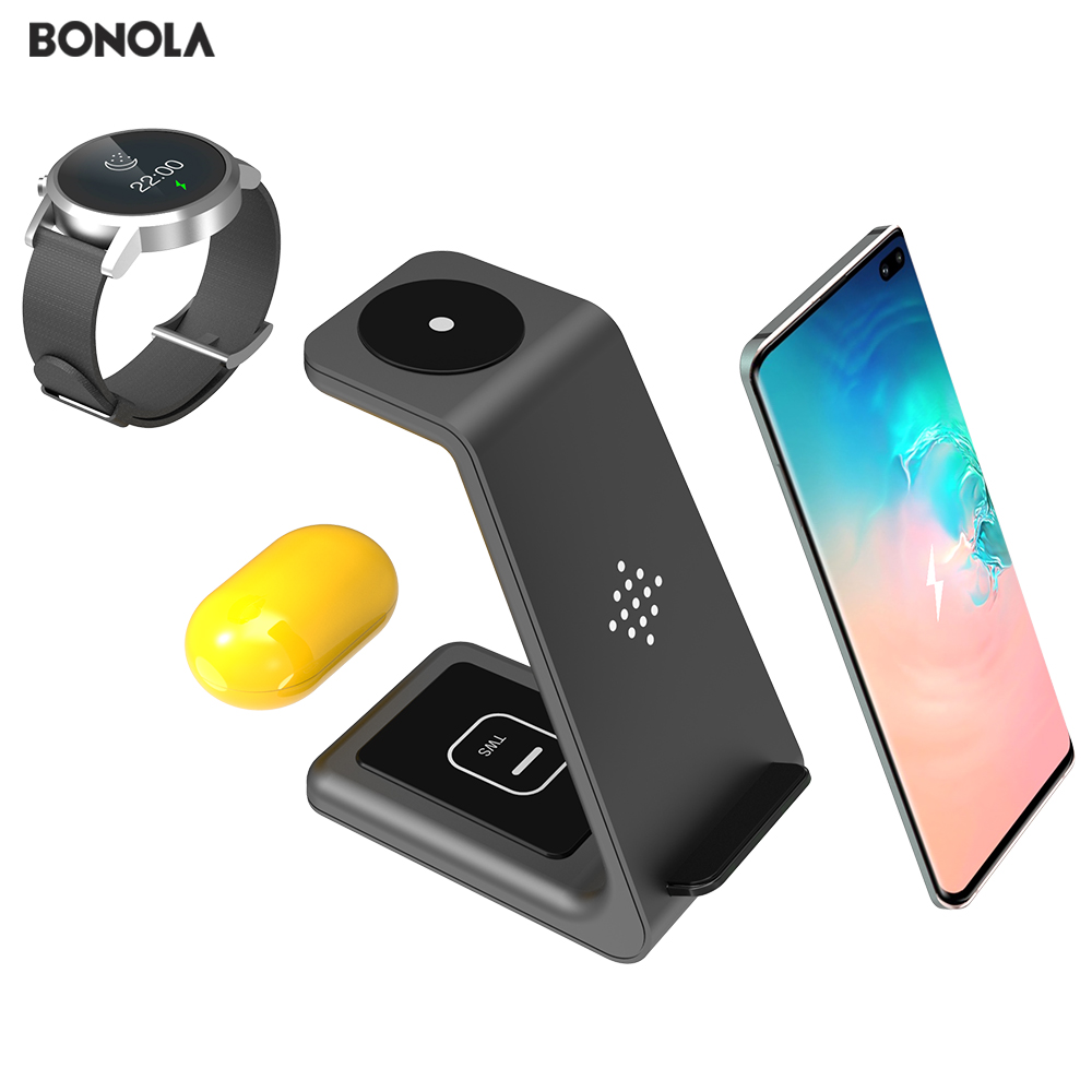 Bonola 3 in1 Wireless Charging Station For Samsung Galaxy Watch/Buds/S10/S9 Fast Qi Wireless Charger For Samsung Note10/Note9/S8