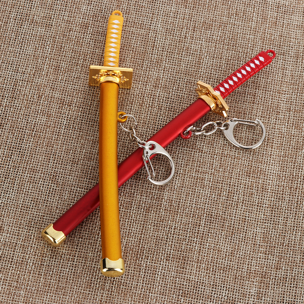 1PCS Unisex Anime Naruto Metal Alloy Jewelry Zoro Katana Buckle Game Model Sabre Samurai Sword Keychain Scabbard Key Ring Gift