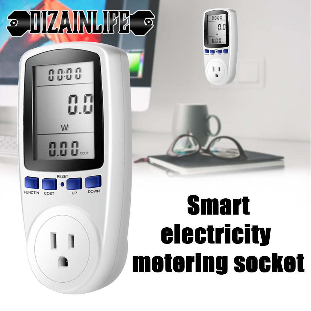 220V AC EU Digital LCD Power Meter Wattmeter Socket Energy Meter Measuring Wattage Kwh Outlet Power Analyzer