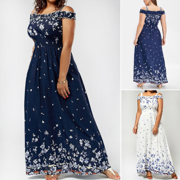 2020 New Casual Floral Print Dress Muslim Women Vintage Plus Size 5XL Indonesia Gown Bangladesh Summer Dress Festa