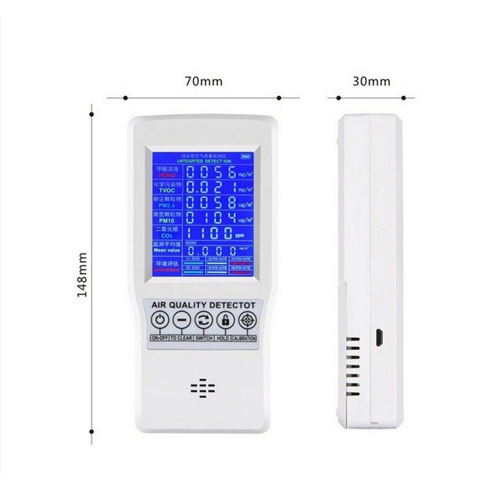 Formaldehyde detector Gas Analyzers CO2 PM 2.5 Meters TVOC HCHO AQI Carbon Dioxide Detector Protable Air Quality Tester