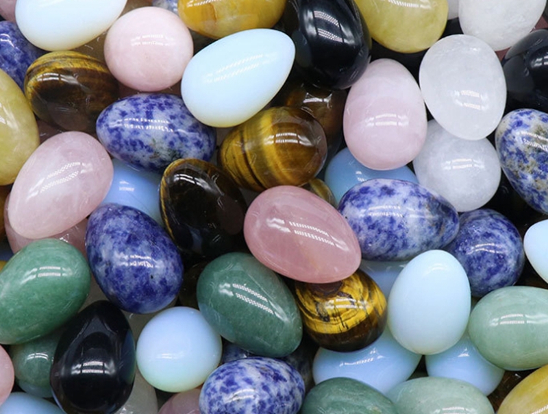 8-piece loose gemstone egg shaped crystal gem Chakra Healing balance kit with box for collectors aura therapists and yoga pract