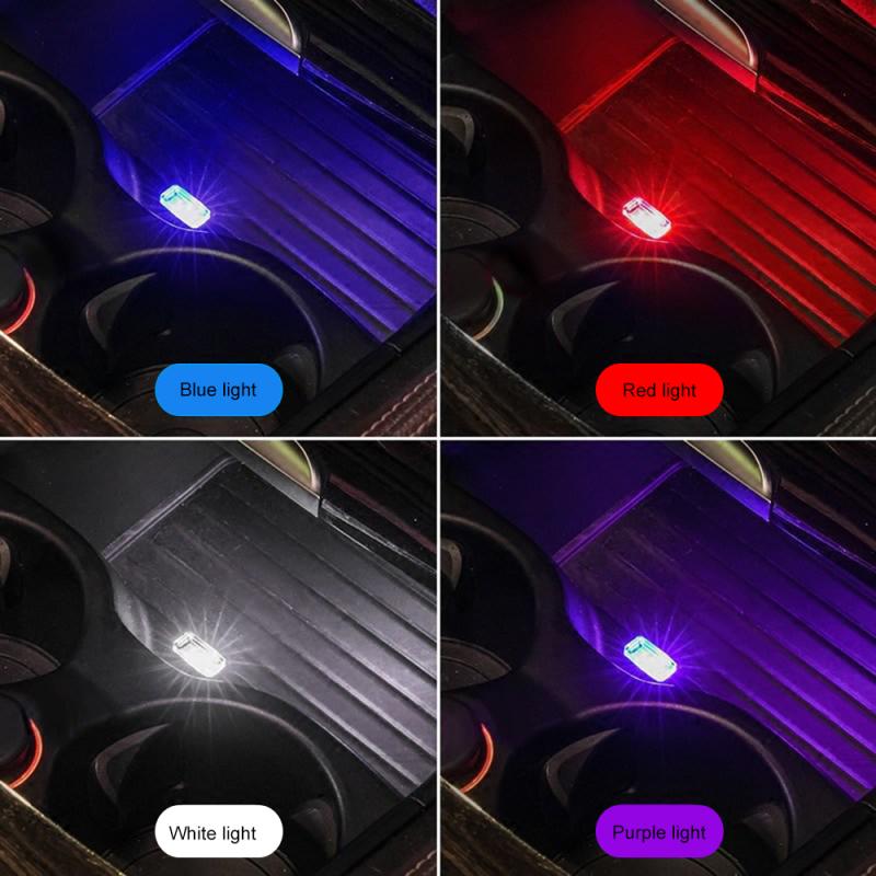 1PCS Mini LED USB Atmosphere Lights Colorful Portable Car Ambient Light Decorative Lamp Emergency Lighting Автотовары