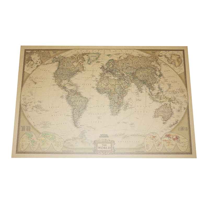 20 pcs World map Poster Kraft paper 72.5*47cm Student stationery World geography Wallpapers Home Decor Decorative paintings