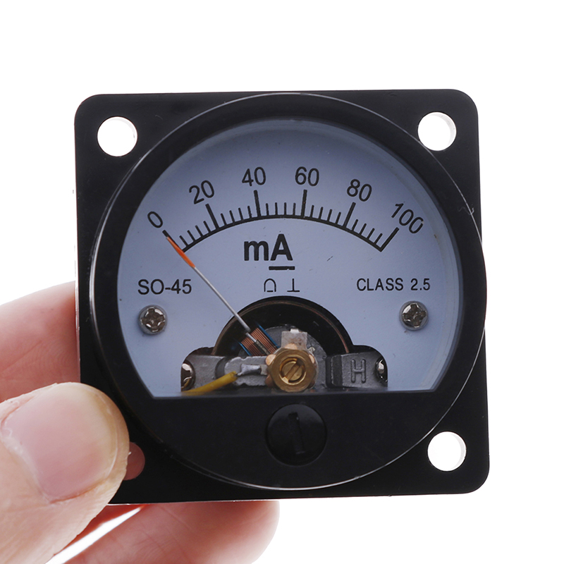 1pc Ammeter SO-45 Class 2.5 Accuracy DC 0-100mA Round Analog Panel Meter Black