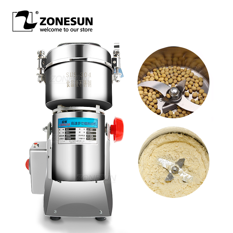 ZONESUN 800G Electric Coffee Grinder Machine Grain Spices Mill Medicine Wheat Flour Mixer Dry Food Grinder