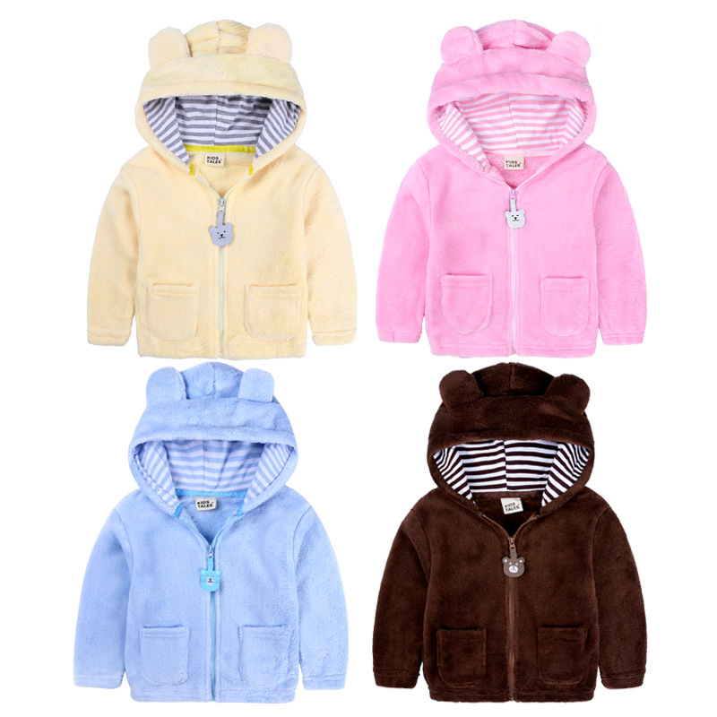Autumn Fleece Baby Hoodie Cute Animal Hooded Jacket For Boys Girls Infant Kids Outfit