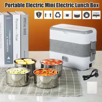 Stainless Steel Electric Lunch Box Thermal Heating Food Steamer Cooking Container Portable Office Mini Rice Cooker
