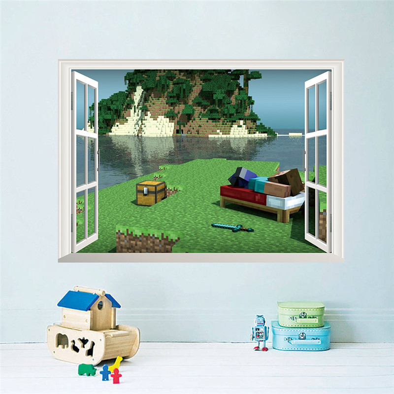 HOT Vivid 3D games Cartoon Steve Wall Stickers home decoration accessories Kids Gifts wall stickers for kids rooms