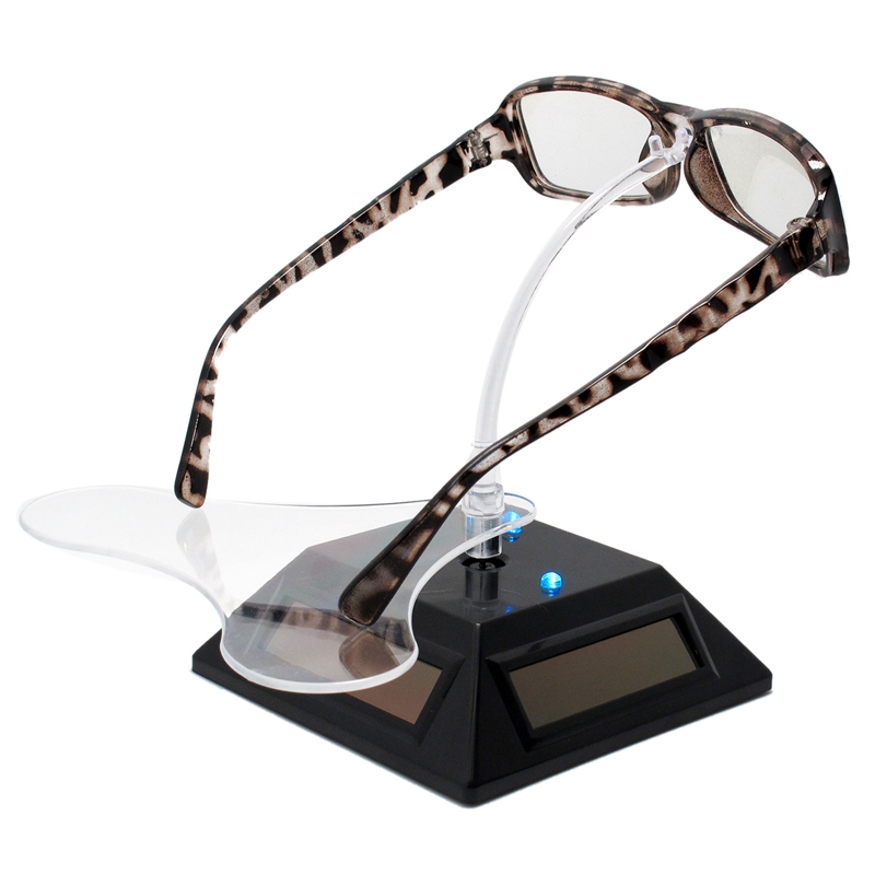 Illuminated Solar Rotating Jewelry Stand Glasses Display Stand 7 Color Lamp Display Stand Jewelry Photography Black