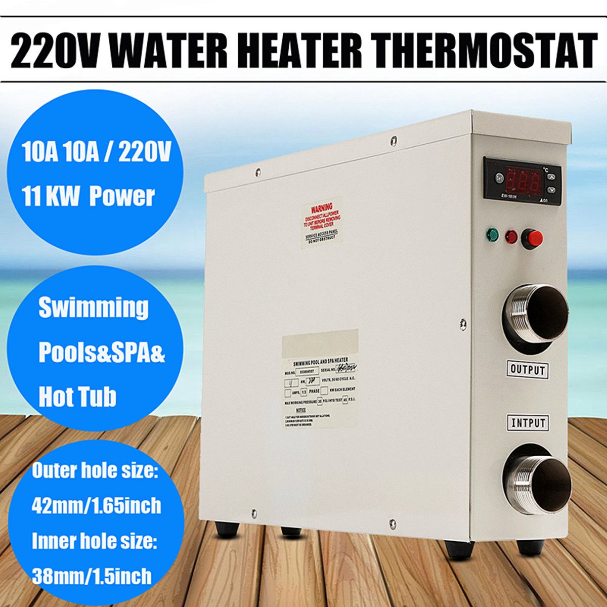 11KW 220V Water Heater Electric Digital Water Heater Thermostat For Swimming Pool SPA Hot Tub Bath Water Heating Water Hot