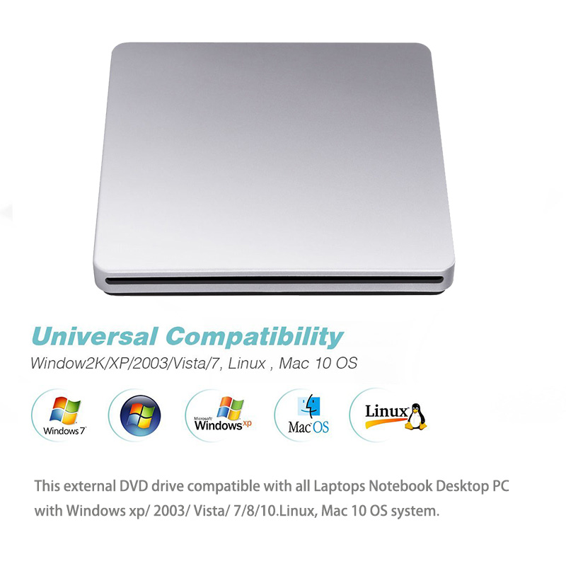 USB DVD Drives Optical Drive External DVD RW Burner Writer Recorder Slot Load CD ROM Player for Apple Macbook Pro Laptop PC Hot