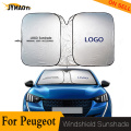 For Peugeot emblem car sunshade windshield sun cover protector visor logo car front window cooling shade parasol auto protection