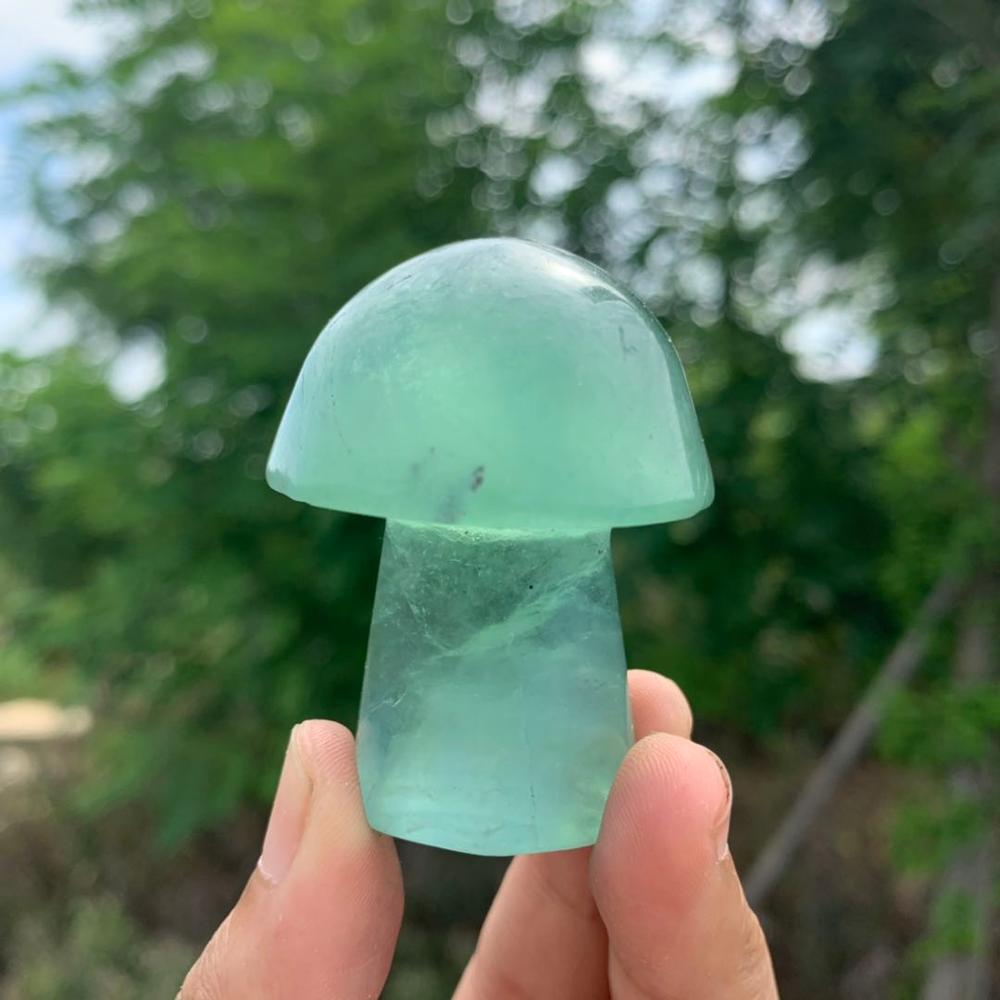 hot sales beautiful natural green fluorite mushroom as gift wholesale for home decor