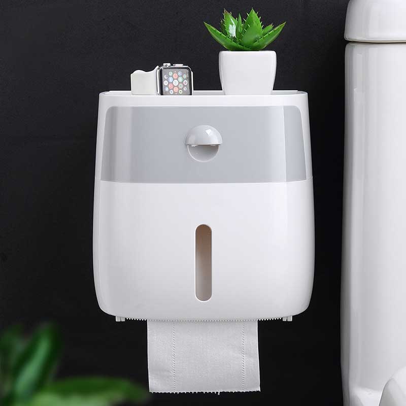 Waterproof Wall Mount Toilet Paper Holder Shelf Toilet Paper Tray Roll Paper Tube Storage Box Creative Tray Contact Paper