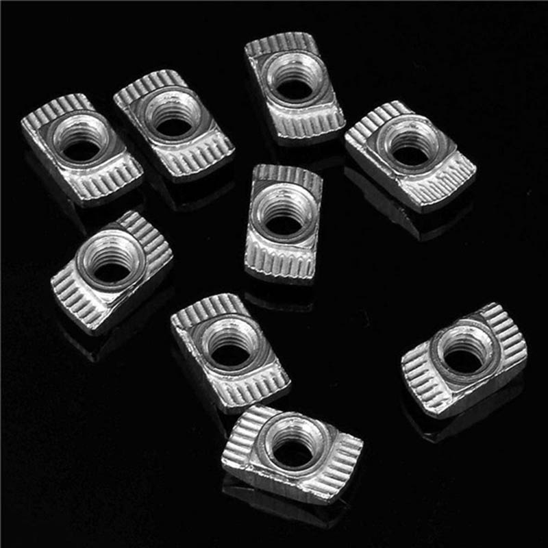 100 pcs M5 Hammer Nut Carbon Steel Aluminum Connector T Fastener Sliding Nut