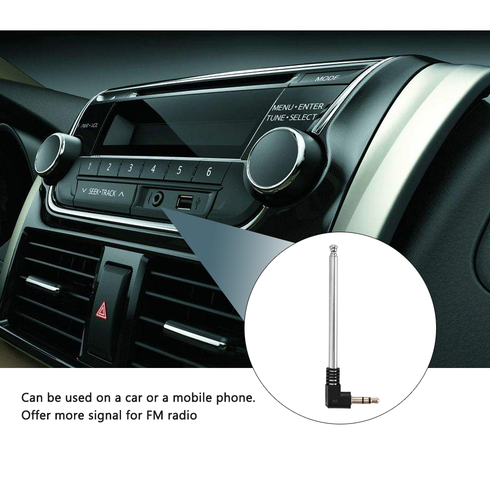 Antenna 3.5mm Earphone Jack Stainless Steel Retractable Portable Auto Car Mobile Cell Phone FM Radio Antenna