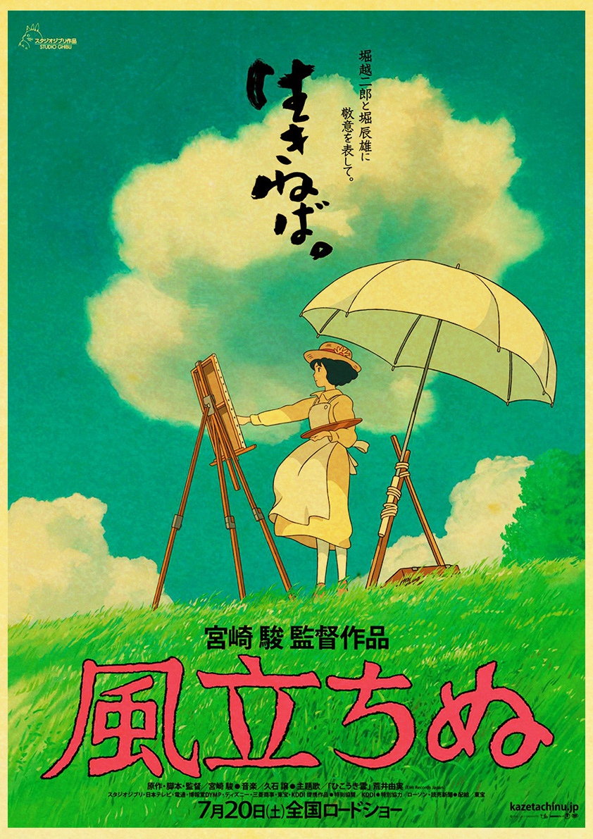 Hayao Miyazaki Anime Retro Kraft Paper Poster Bar Office Coffee Shop Home Art Wall Stickers