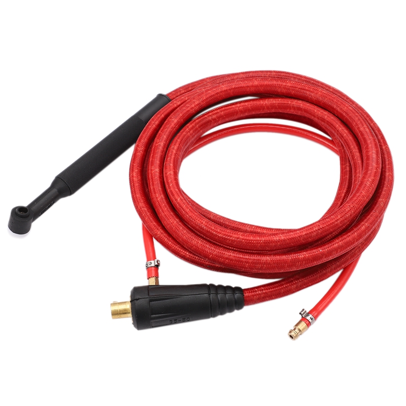 WP9F 4M Red Super Soft Hose Braided Air-Cooled Complete TIG Welding Torch 35-70 Connector