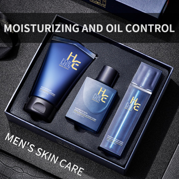 Hern Men's Skin Care Set Cleanser Milk Control Oil Moisturizing Acne Care Care Whitening Cleanser Set Capacity High Quality