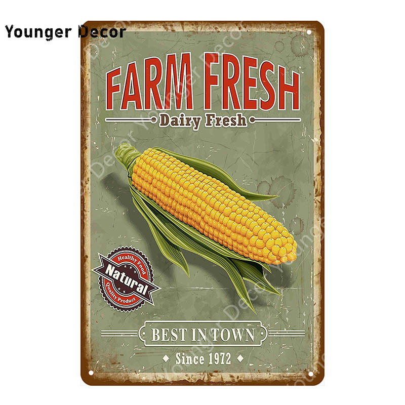 Farm Fresh Eggs Metal Poster Sweet Corn Tobacco Tomato Potato Wall Decor Chicken Art Painting Plaque Vintage Tin Signs YI-043