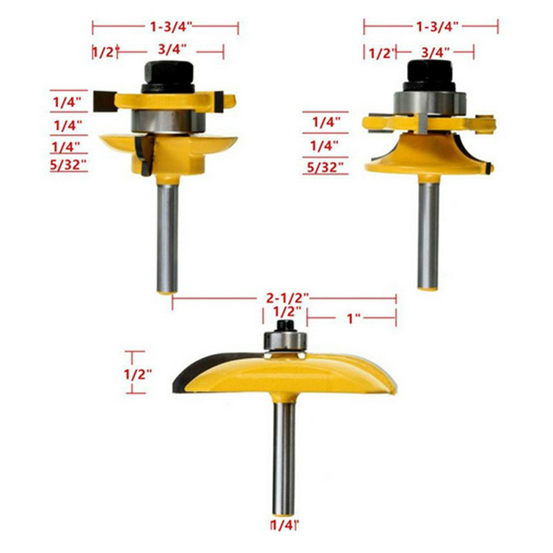 NO.1-10 Milling Cutter for Wood 1/4'' Shank Tongue Groove Router Bits Drilling Milling Carving Set Floor Woodworking Hot Sale
