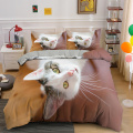 2/3pcs Modern Cute Cat Duvet Cover Microfiber 3D Animal Quilt Comforter Covers Single Double Queen King Bedding Set