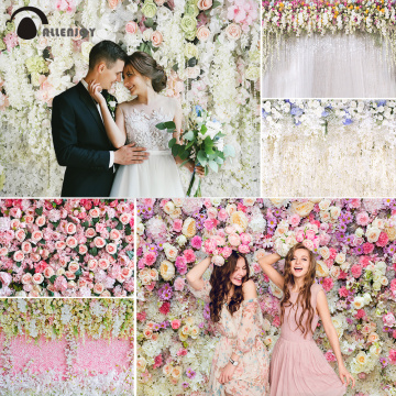 Allenjoy Wedding Ceremony Photo Wall Background Rose Flower Curtain birthday Photography Backdrop For Photo Studio photocall