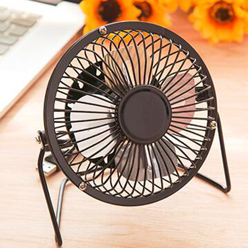 USB Mini Fan Powered Notebook Desktop Cooling Fan Cooler Metal Air Conditioning Appliances For PC Laptop Computer Black 4 Inchs
