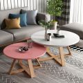 2pcs Tables combination журнальный столик coffee table for living room solid wood round tables simple assembly center tables