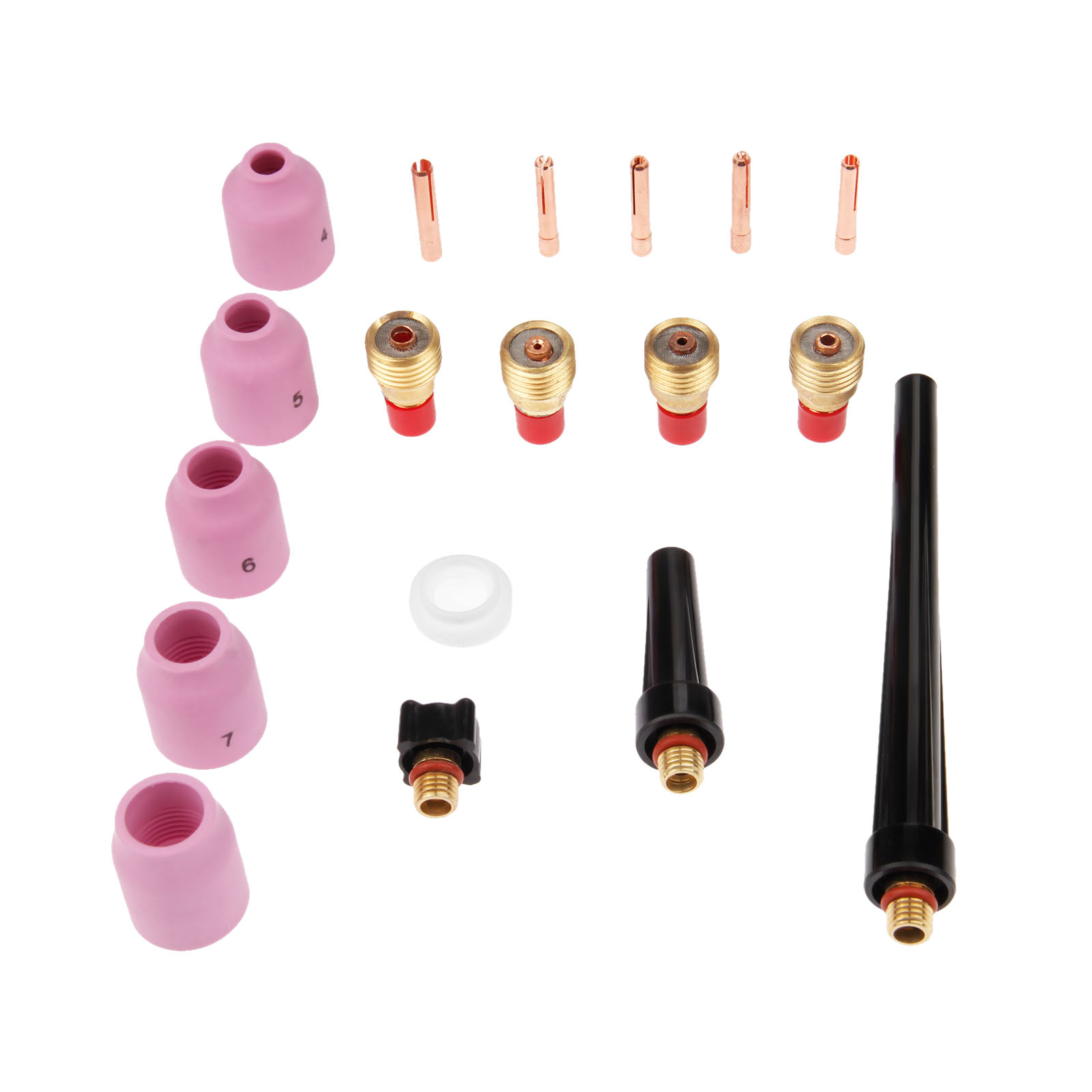 DRELD 18pcs TIG Welding Torch Stubby Gas Lens Kit Cup Collet Body Nozzle for WP-9/20/25 Welding Machine Accessories