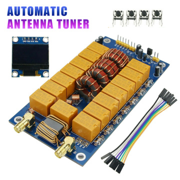 1Set ATU100 Board 1.8-50MHz Automatic Antenna Tuner Kit OLED Display Semi-finished Communications Antennas