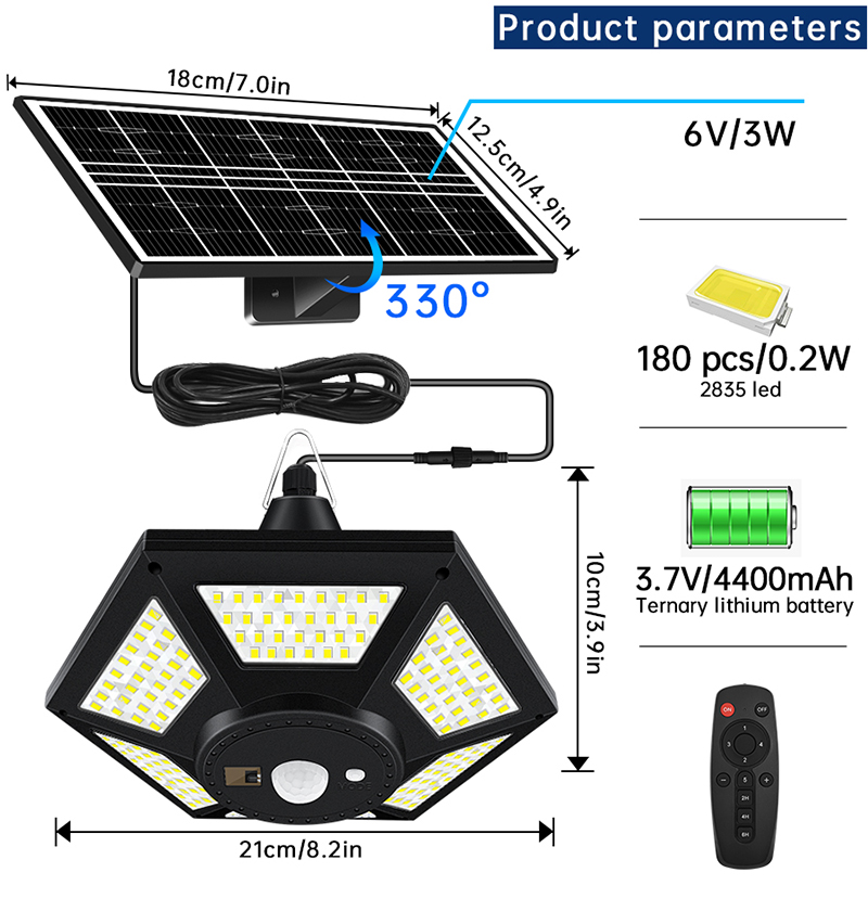 180LED Motion Sensor Solar Pendant Lights Outdoor