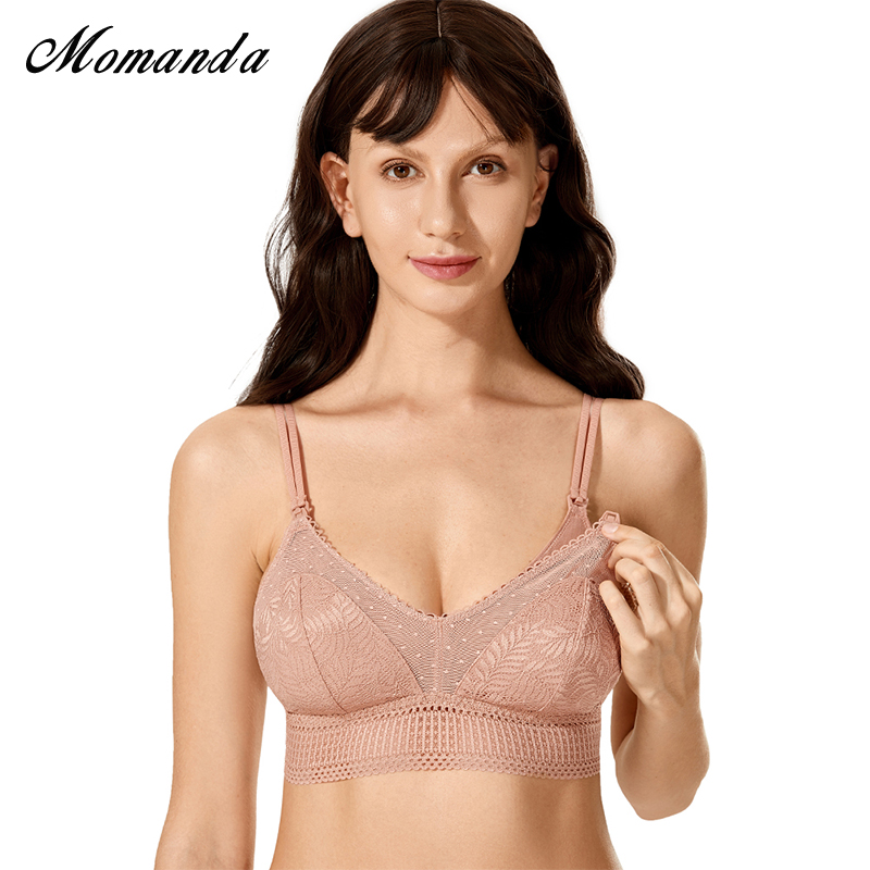 MOMANDA Women's Lace Wireless Bralette Lightly Padded Maternity Nursing Bra For Pregnant