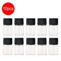 Aihogard 100pcs 7ml Mini Transparent Glass Bottle Reagents Refillable Sample Bottle Essential Oil Bottle With Black Cap