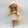 ICY DBS Blyth Doll 1/6 bjd ob24 toy golden blonde hair side parting dark skin joint body 30cm random eyes colors