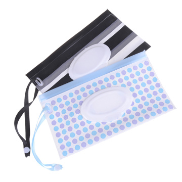 Fashion Wipes Carrying Case Clutch and Clean Wet Wipes Bag for Stroller Cosmetic Pouch with Easy-Carry Snap-Strap